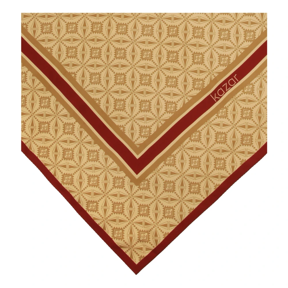 Kazar Beige zijden sjaal met het patroon van de auteur Beige Dames