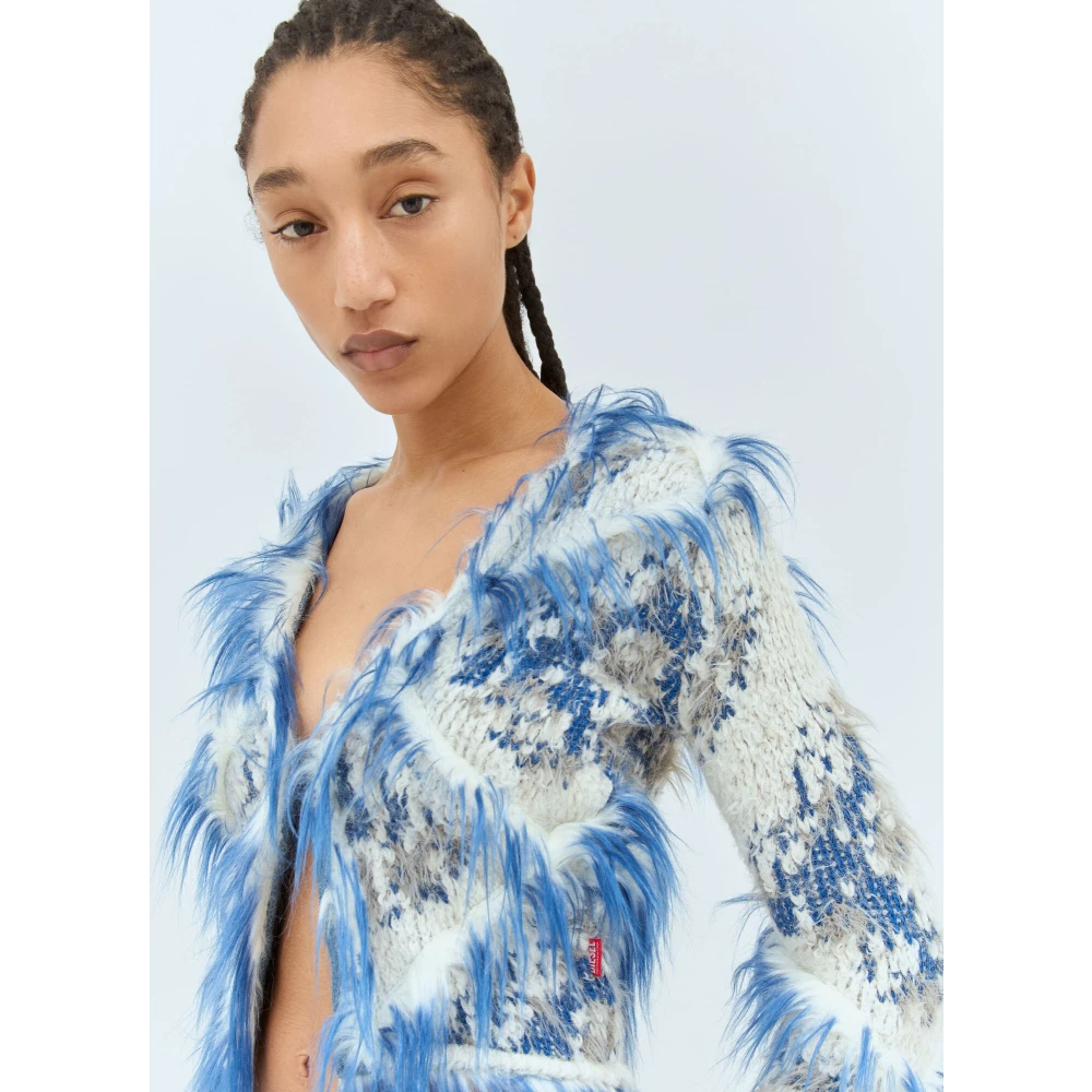 Diesel Fuzzy Gebreide V-Hals Cardigan Blue Dames