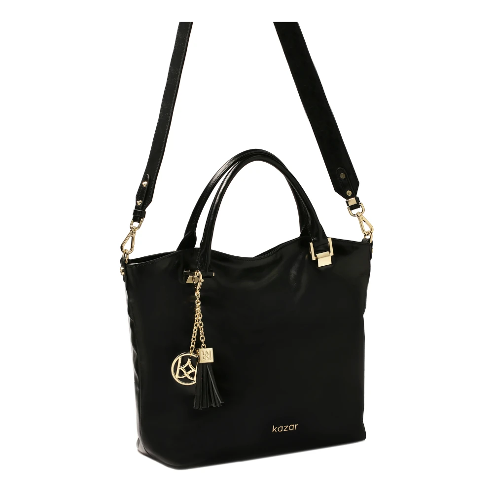 Kazar Grote casual leren handtas Black Dames