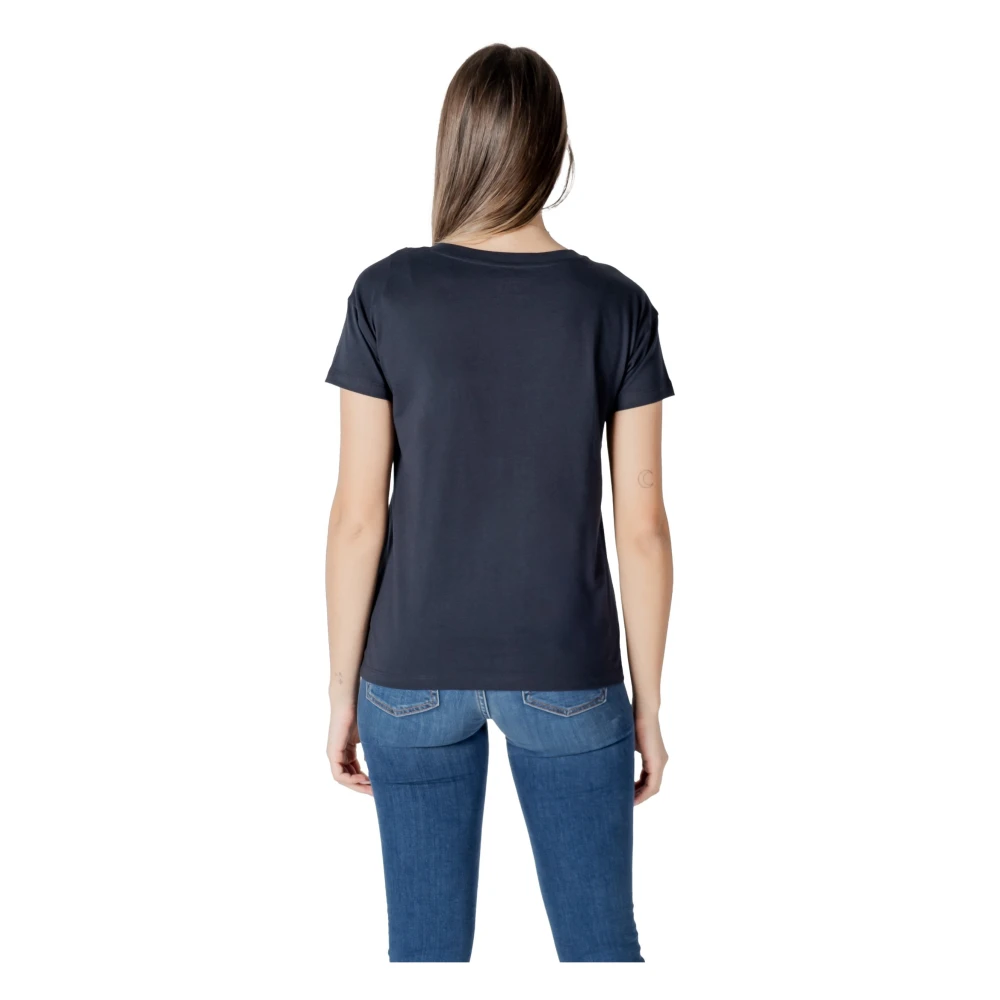 Armani Exchange Blauw V-Hals Katoenen T-Shirt Blue Dames
