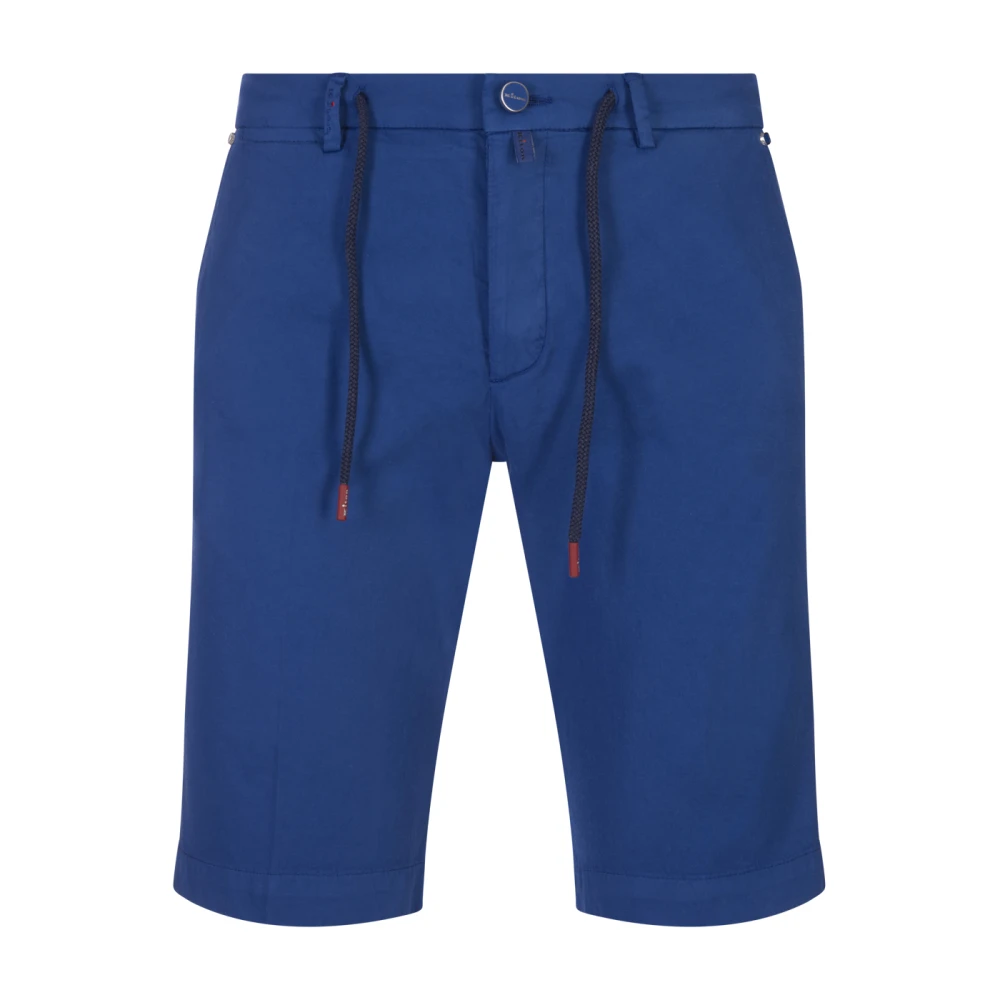 Kiton Blauwe Zijde Katoen Bermuda Shorts Blue Heren