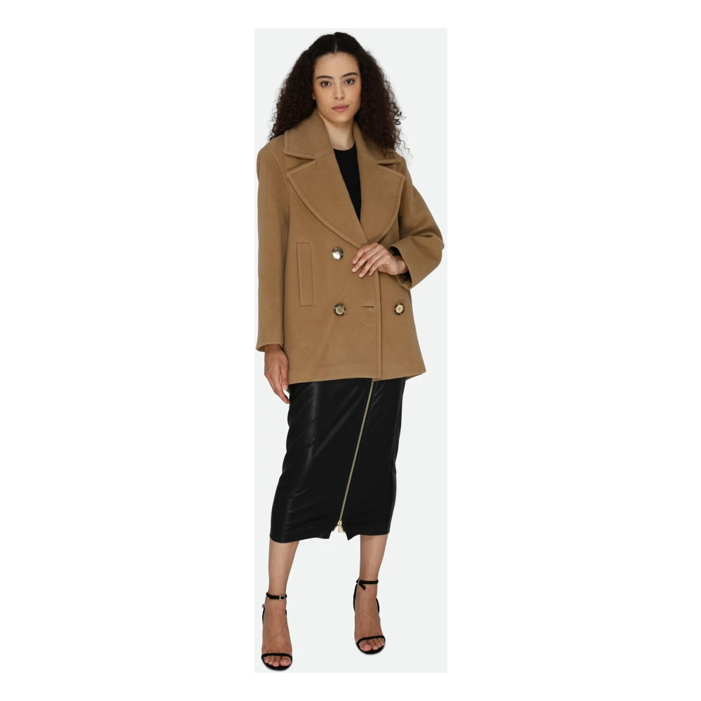 pinko Bruine Dubbel-Borst Korte Jas Brown Dames