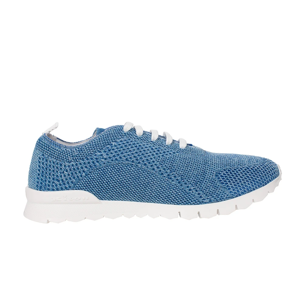 Kiton Cotton-knit Sneakers Heren Schoenen Blauw