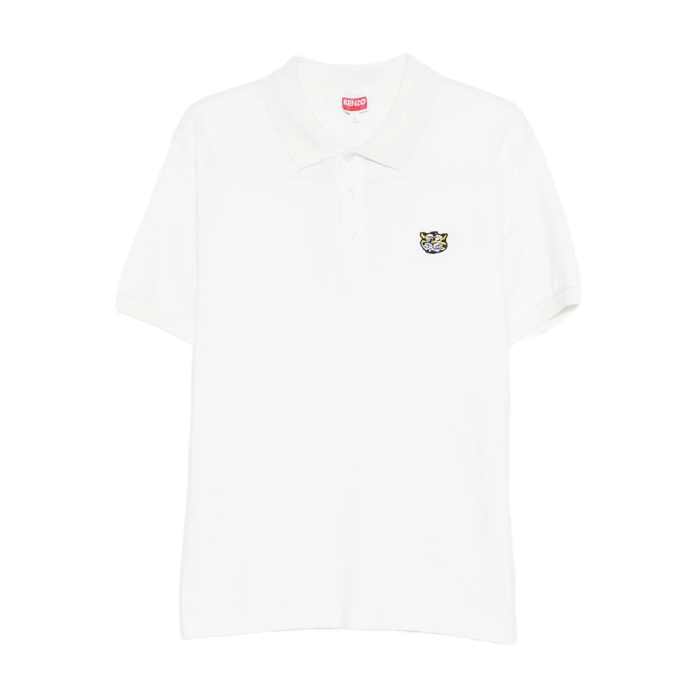 Kenzo Men's Beige Polo Shirts, S, Wild Tiger Slim Polo
