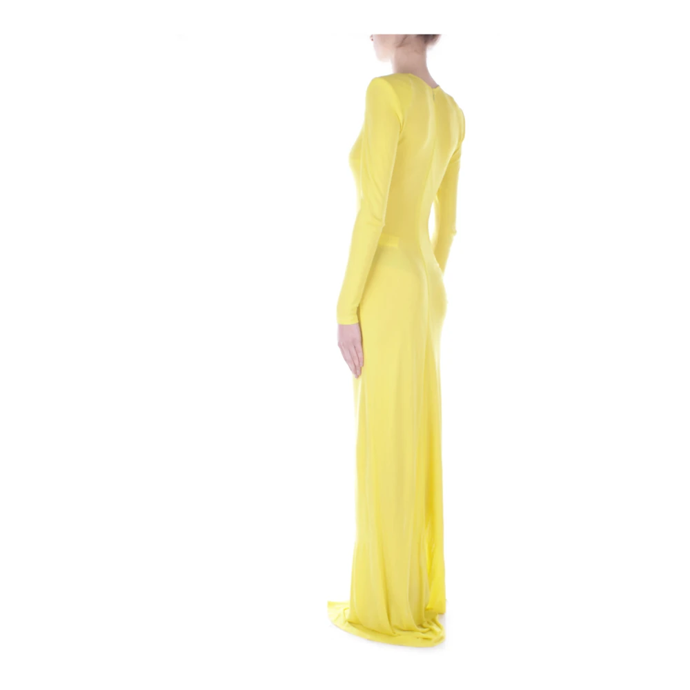 Elisabetta Franchi Gele Jurk met Achterrits Split Yellow Dames