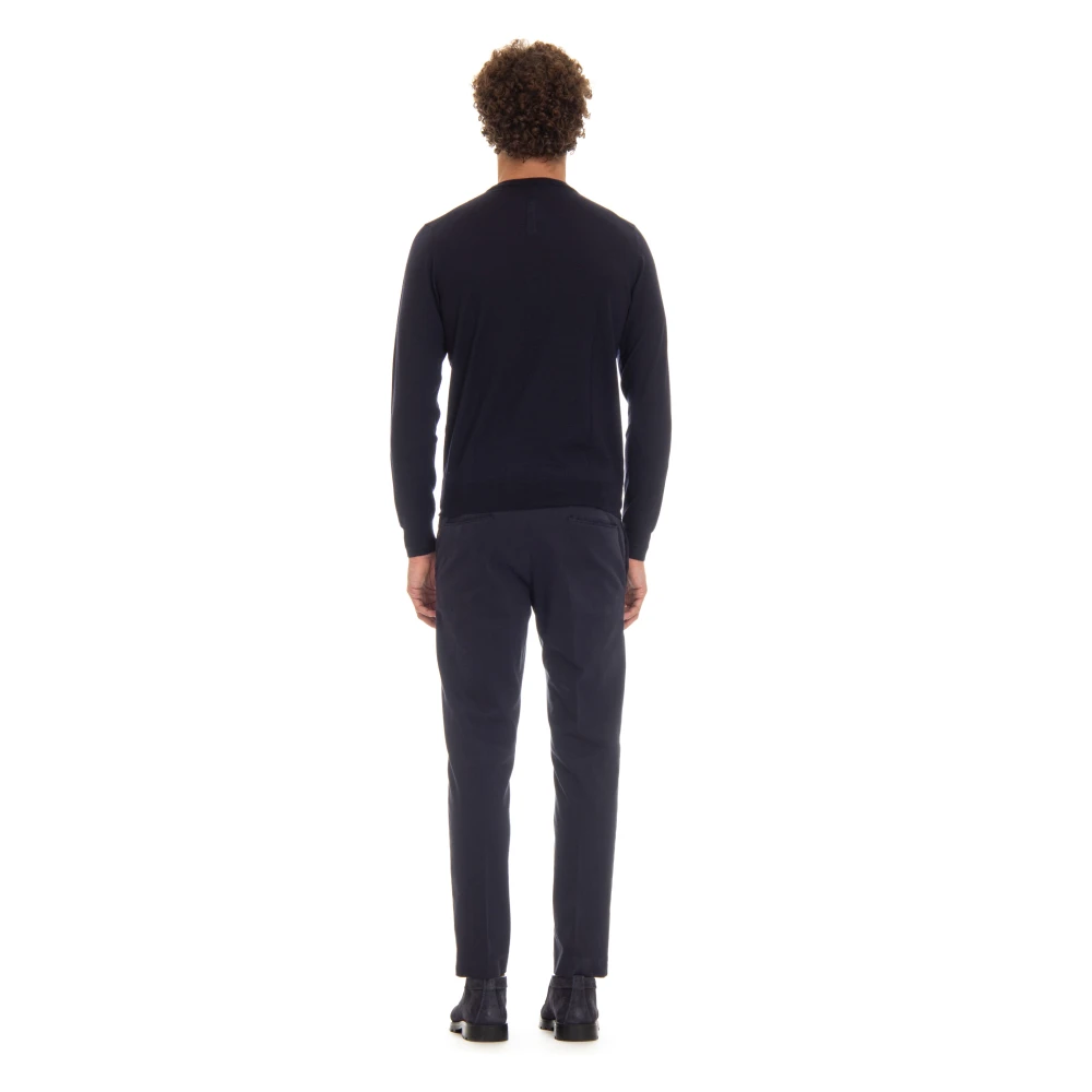 Drumohr Blauwe Trui Extrafijne Wol Ronde Hals Blue Heren