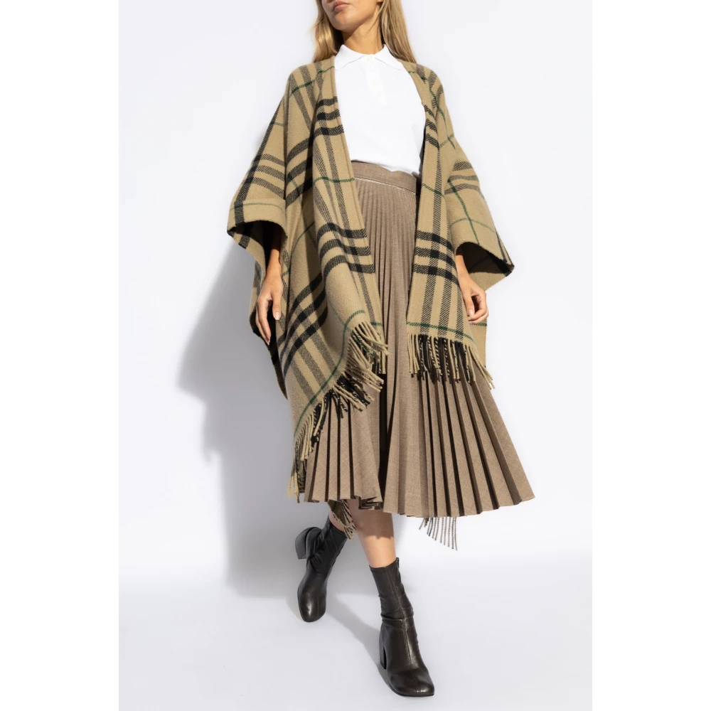 Burberry Poncho met franjes Beige Dames
