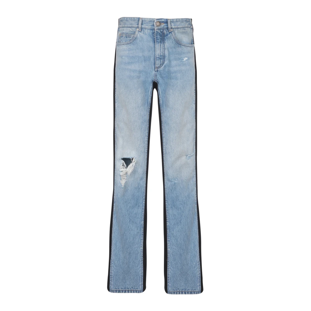 Balmain Losvallende denim en gebreide jeans Blue Heren