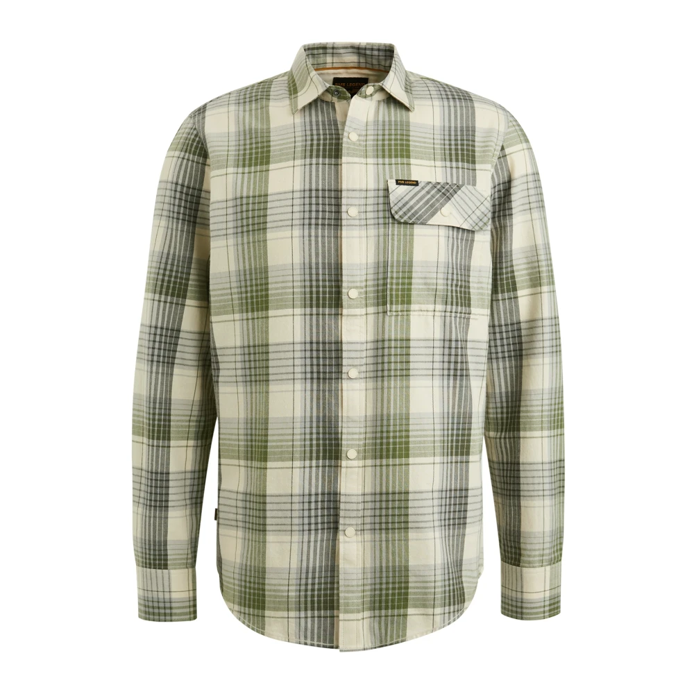 PME Legend Geruite Twill Casual Overhemd Green Heren