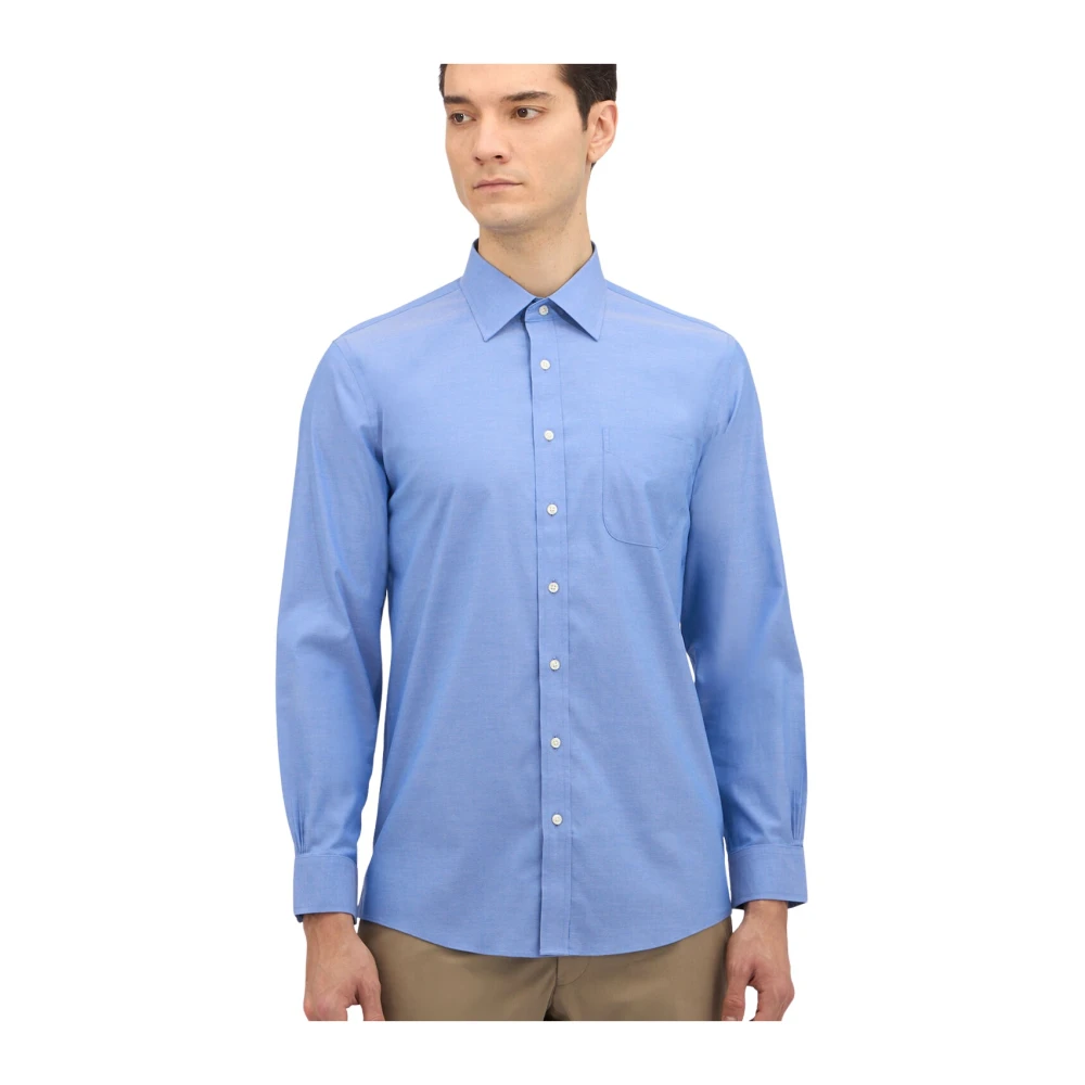 Brooks Brothers Blå Slim Fit Non-Iron Stretch Bomullsskjorta med Ainsley Krage Blue, Herr