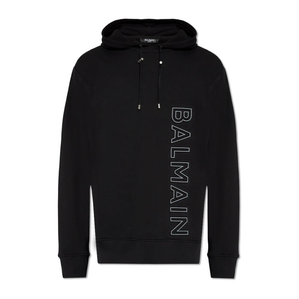 Balmain Katoenen hoodie Black Heren