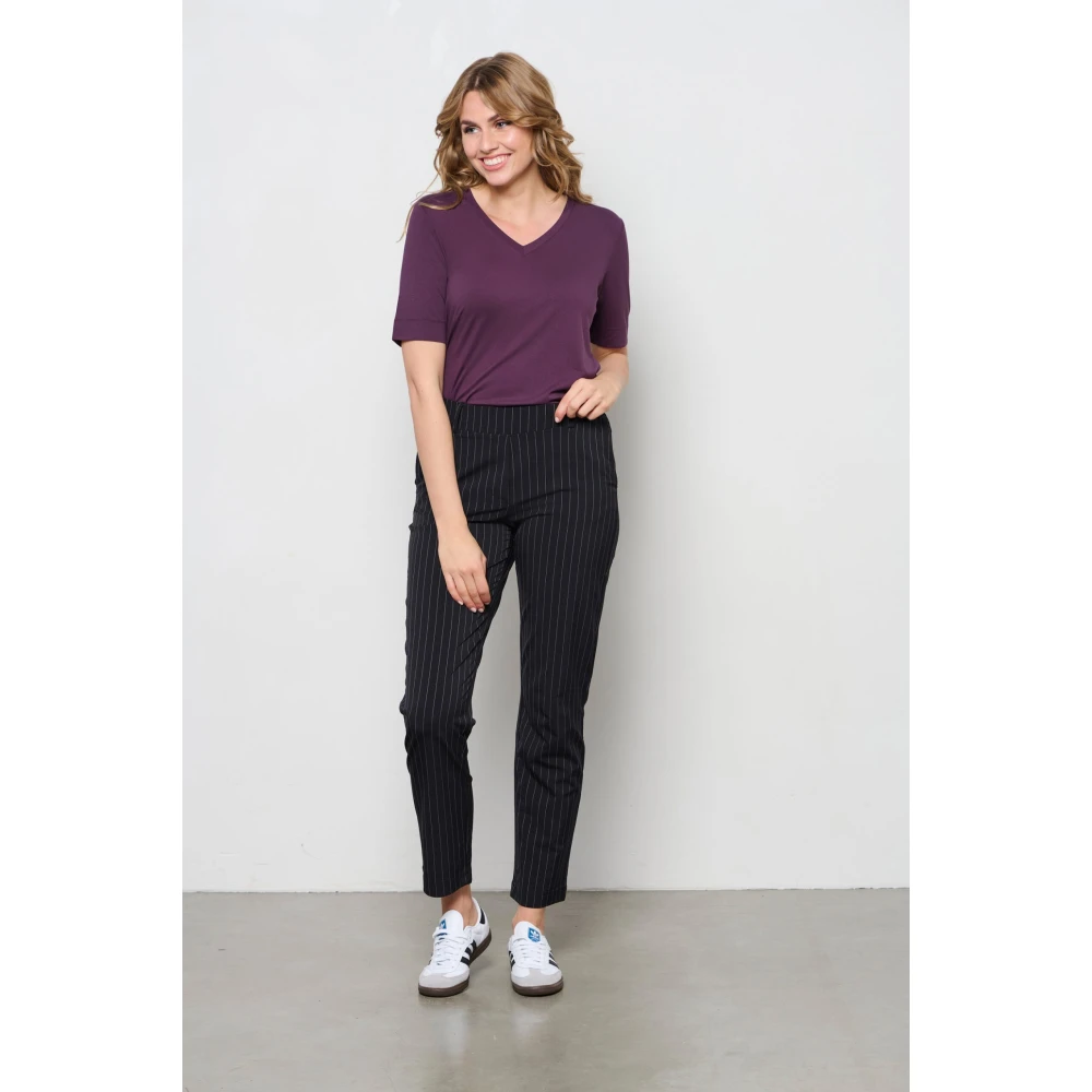 &Co Woman Pin-Stripe Cigarette Broek Black Dames