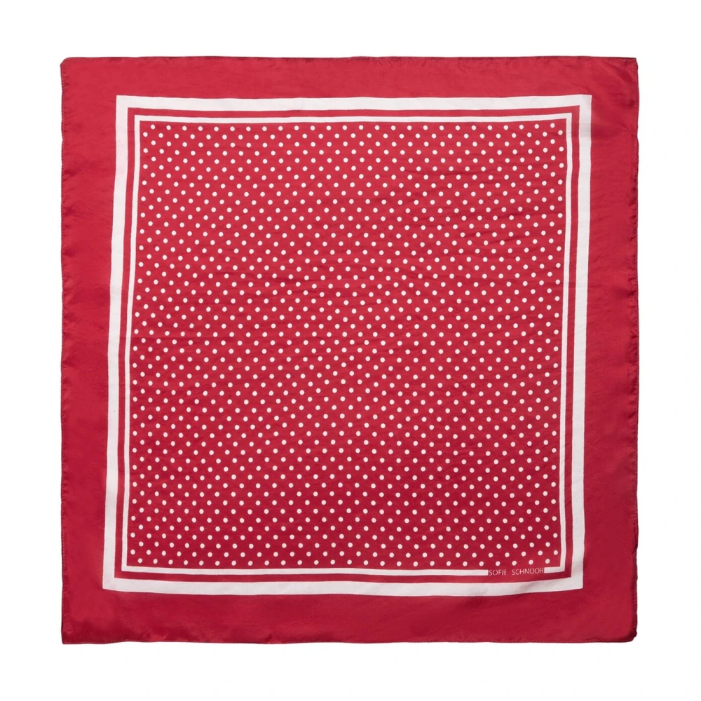 Sofie Schnoor Rood en Off White Zijden Sjaal Red Dames