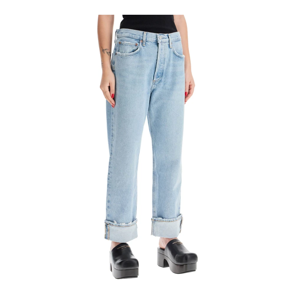 Agolde Versleten Fran Denim Jeans Blue Dames