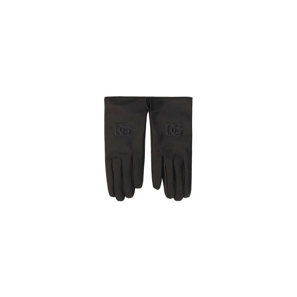 Dolce & Gabbana Geperforeerde lamshuidhandschoenen met monochroom patroon Black Heren