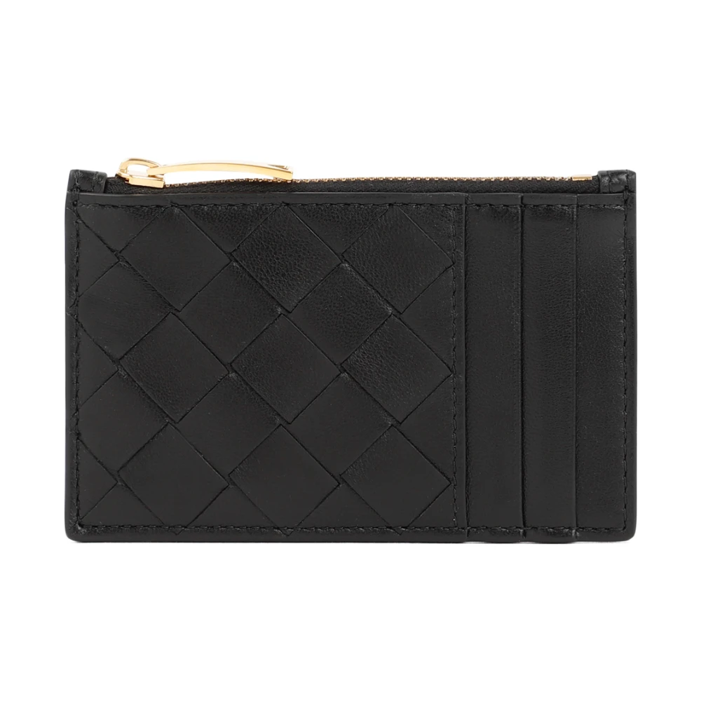 Bottega Veneta Dragkedja Kreditkortsfodral Svart Guld Black, Dam