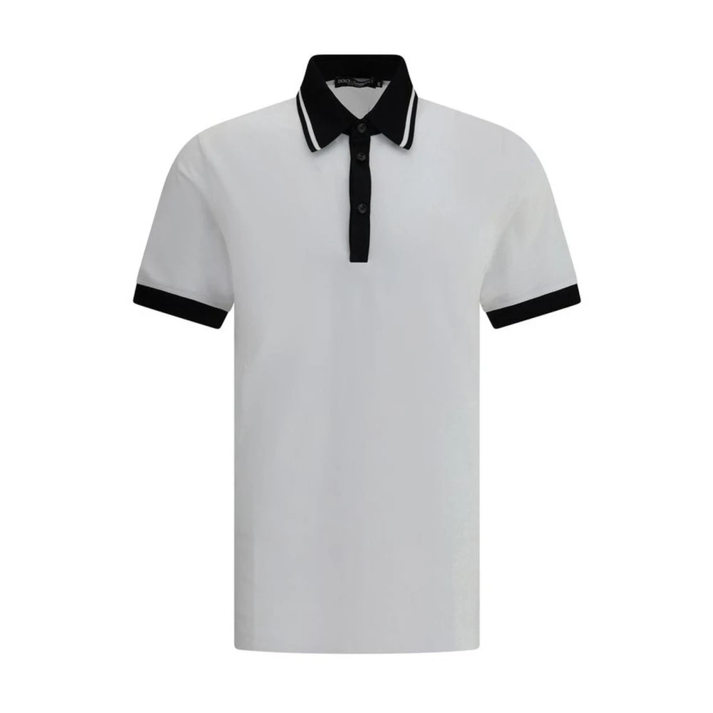 Dolce & Gabbana Polo Shirt met Contrasterende Band White Heren