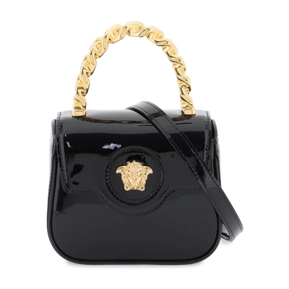 Versace Patentläder Mini Väska med Medusa Huvud Black, Dam