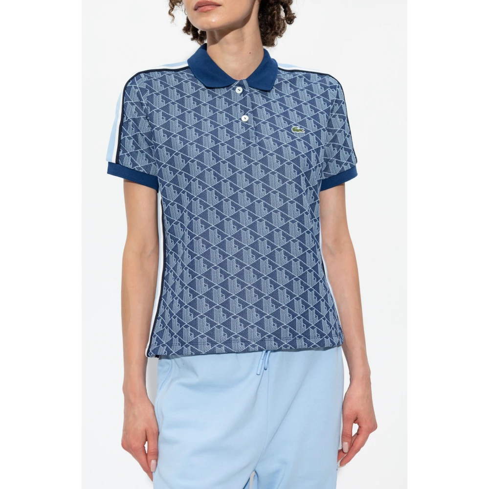 Lacoste Polo met monogram Blue Dames