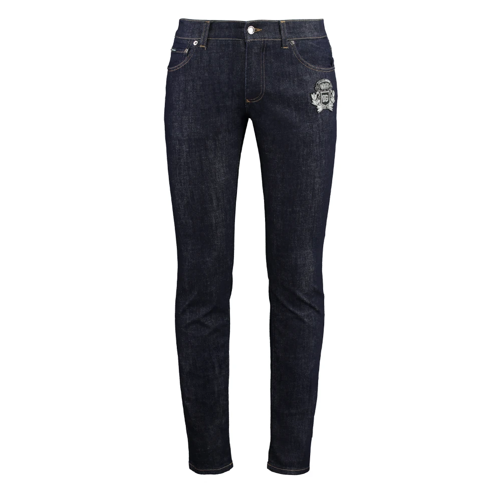Dolce & Gabbana Skinny Jeans met Zichtbare Stiksels Blue Heren