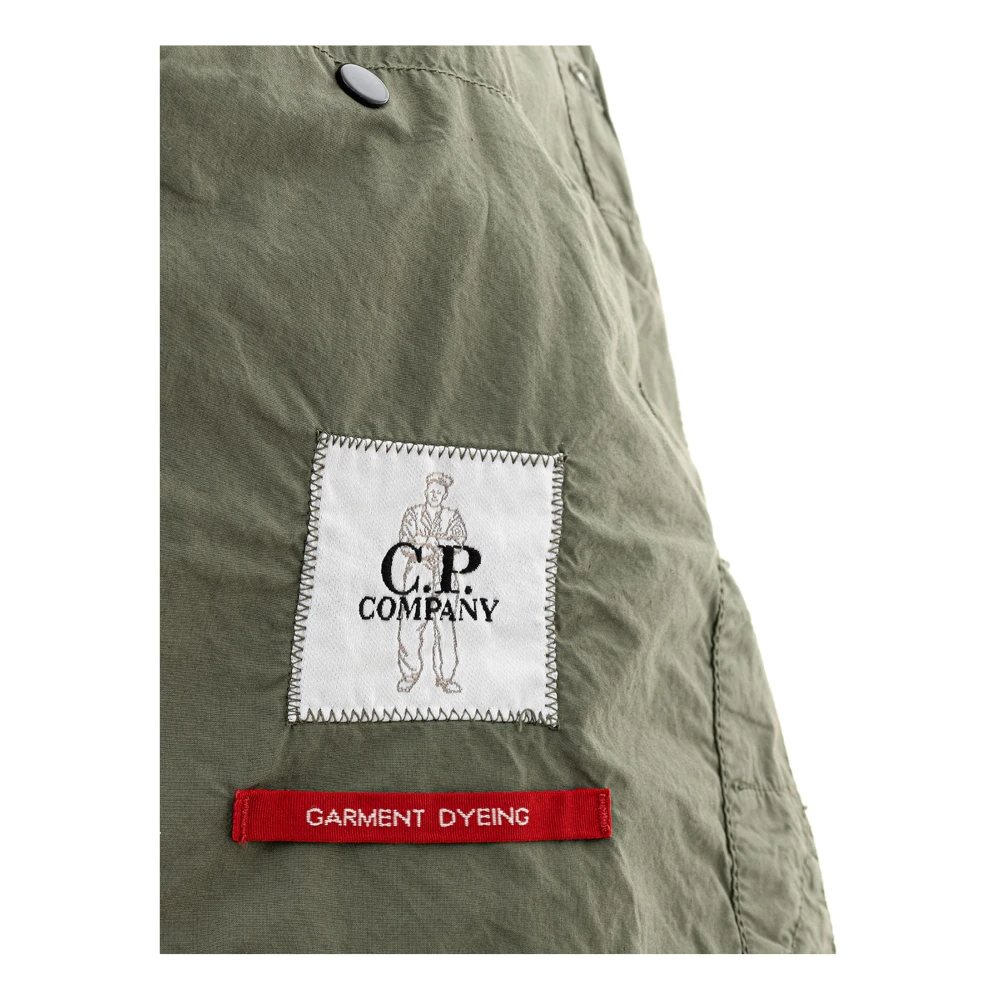 C.P. Company Groene Poplin Overshirt met Zwarte Knopen Green Heren