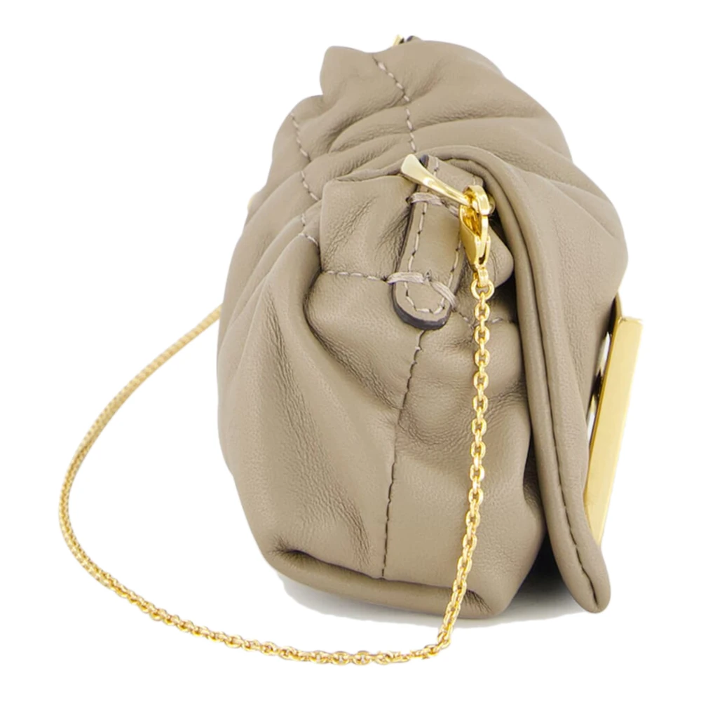 Fendi Grijze Leren Crossbody Tas met FF Sluiting Gray Dames