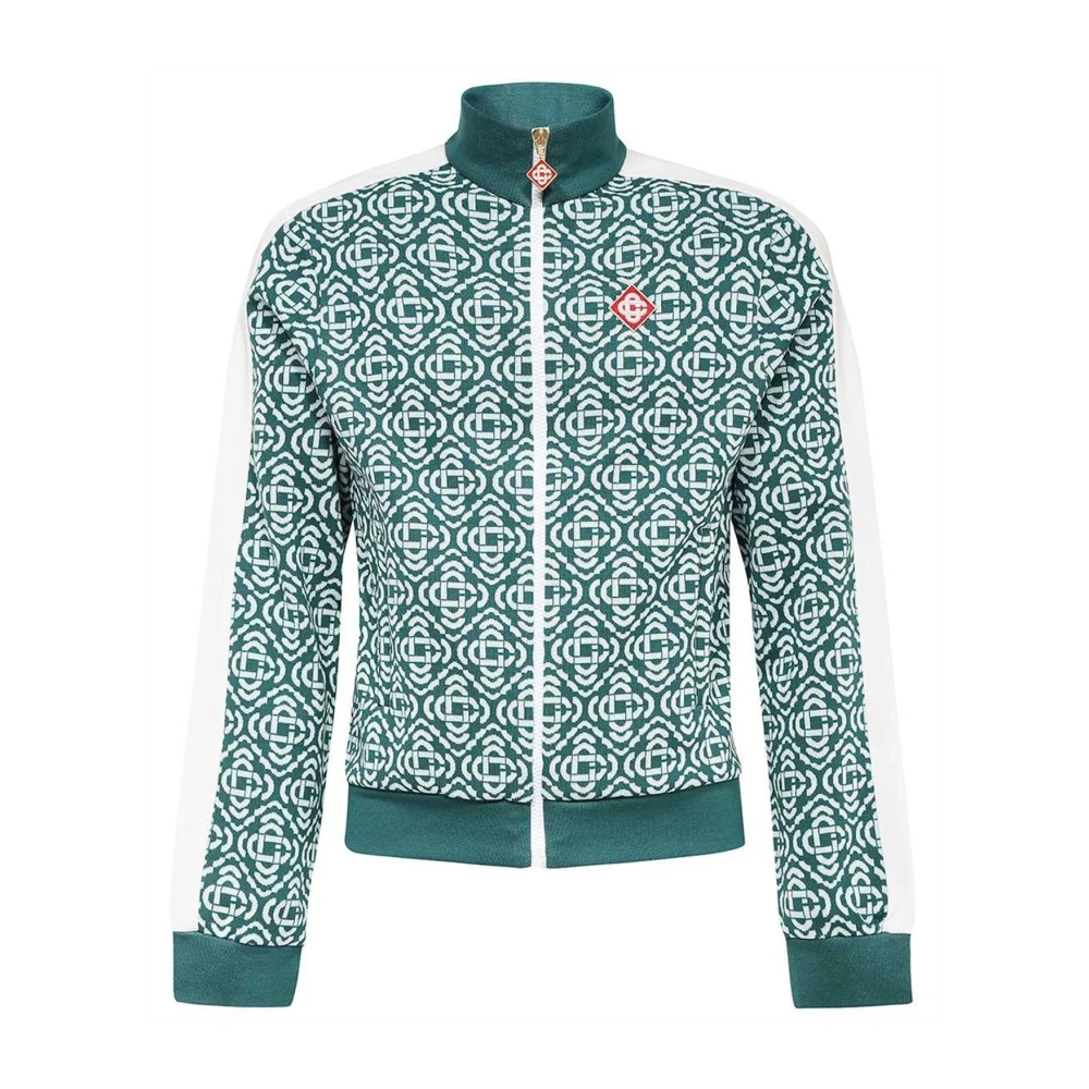 Casablanca Zip-Up Sweatshirt med All-Over Logo Green, Herr