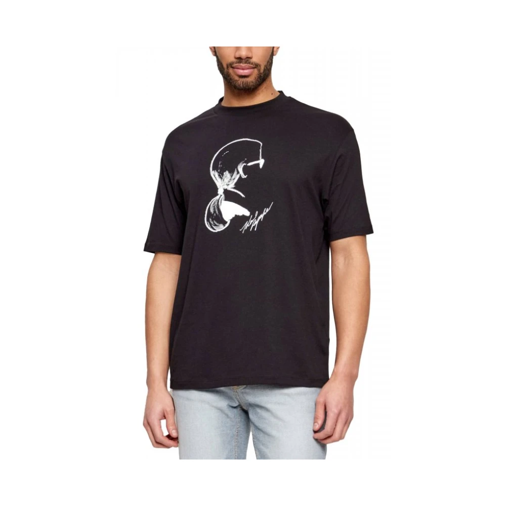 Karl Lagerfeld Mannelijk Zwart T-Shirt Met Ronde Hals