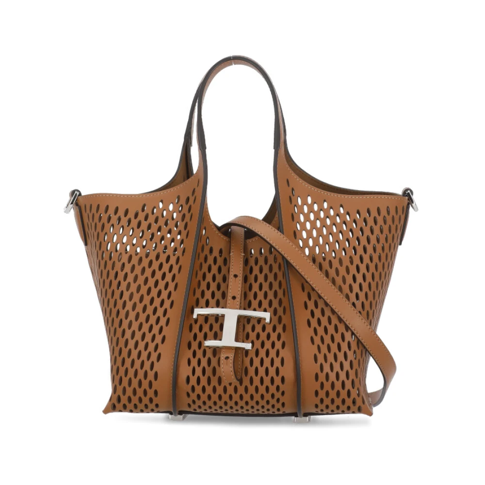TOD'S Bruine leren tas met geperforeerd patroon Brown Dames
