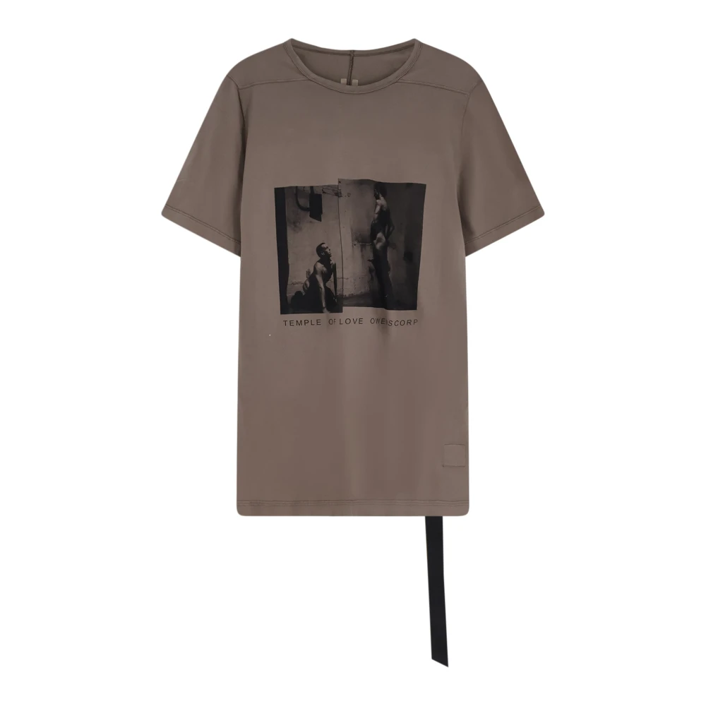 Rick Owens Gray T-Shirts, Male, M, Crew Neck Short-Sleeve T-Shirt