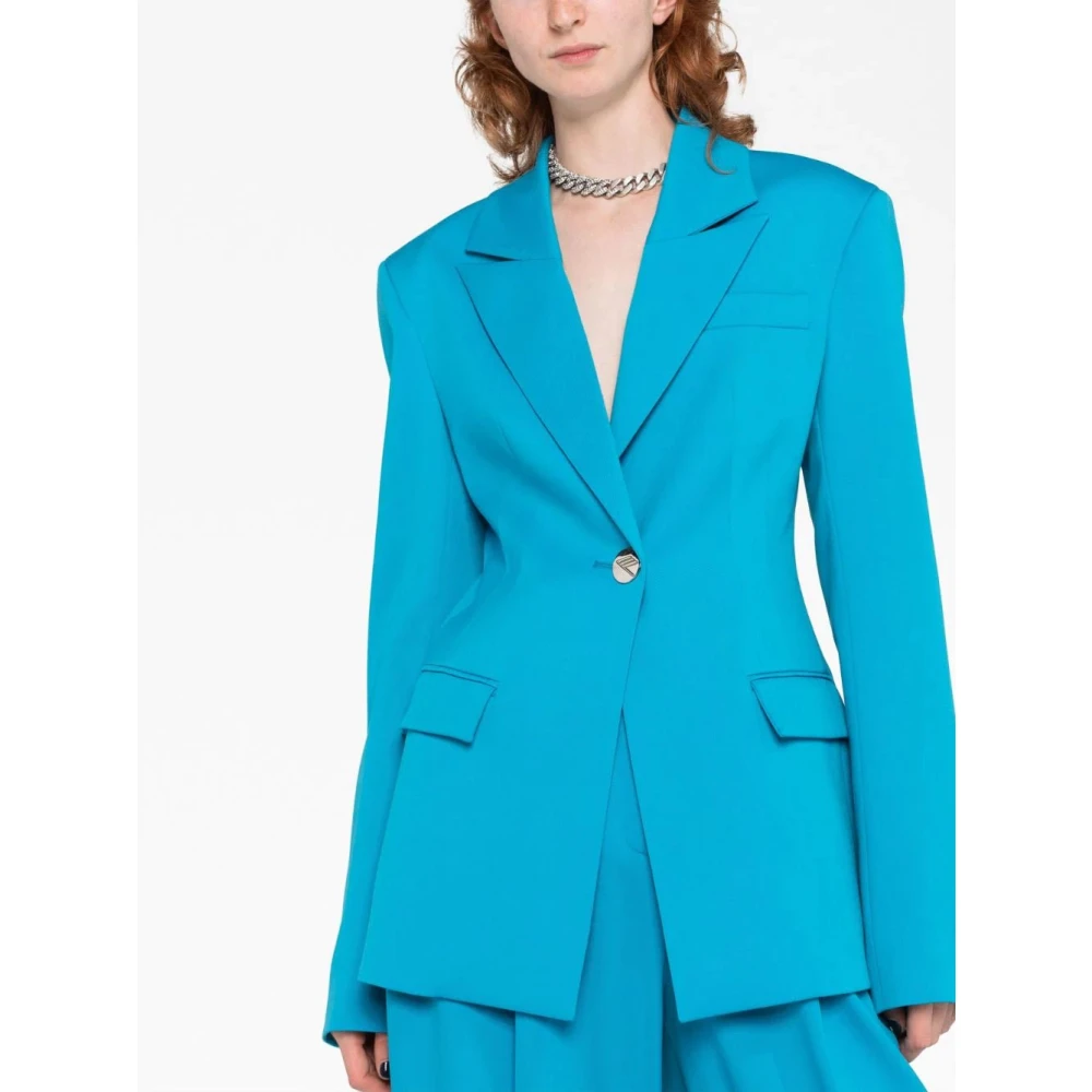 The Attico Capri-Blauwe Single-Breasted Wollen Blazer Blue Dames
