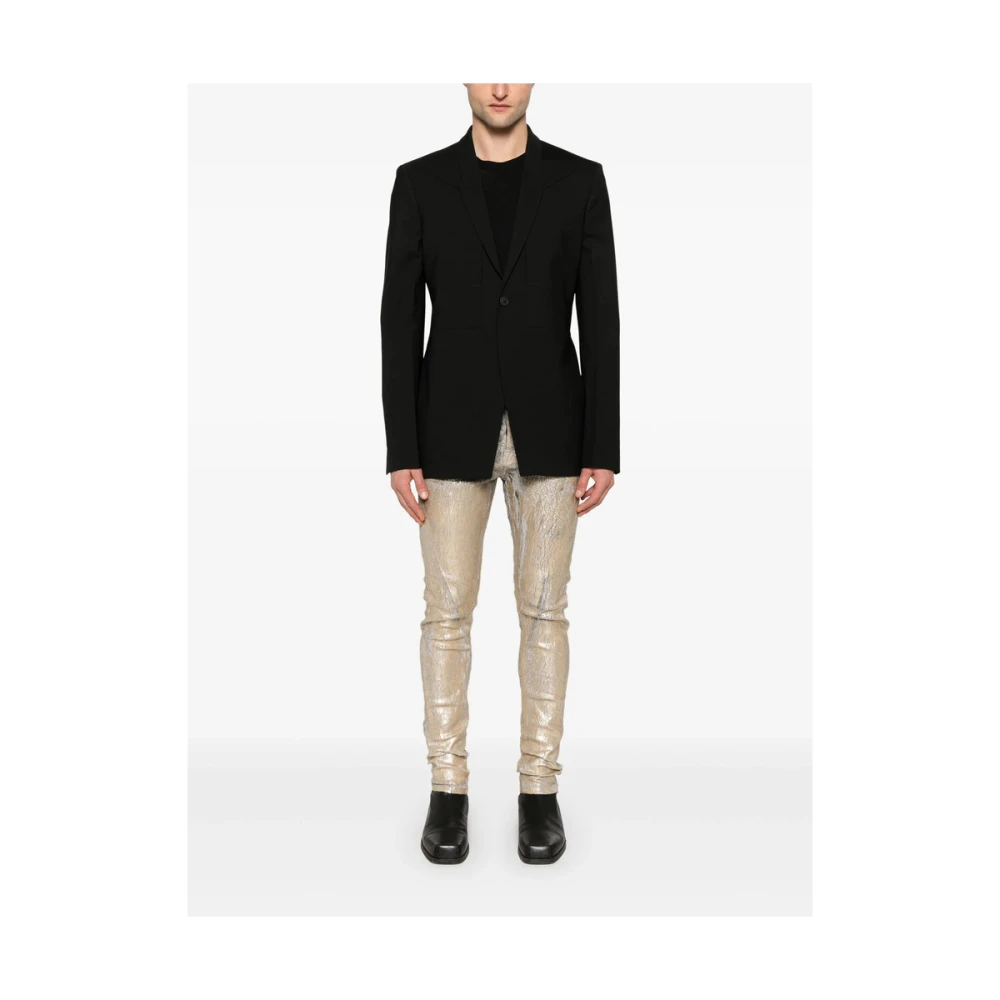 Rick Owens Zwarte jas met achterventilatieopeningen Black Heren