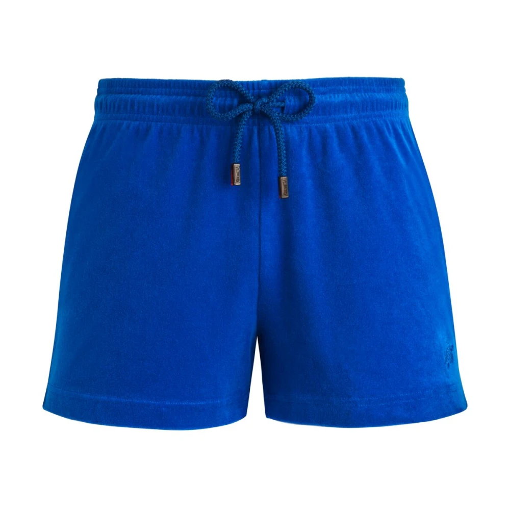 Vilebrequin Solide Terry Shorts met Schildpad Borduursel Blue Dames