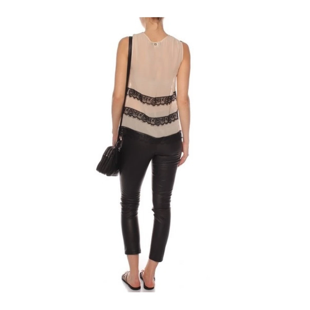 Twinset Mouwloze kanten top Beige Dames