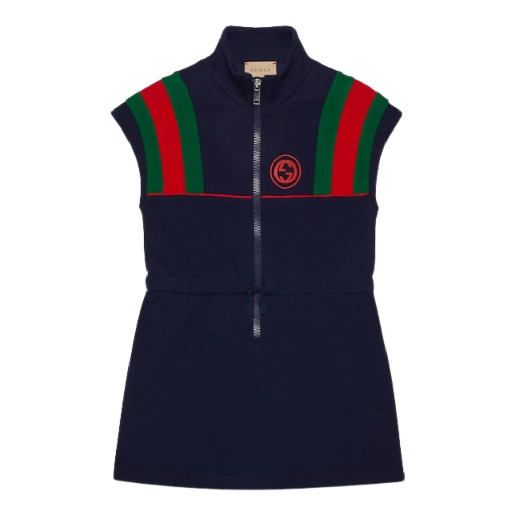 Gucci Blå Jerseyklänning med Webbdetalj Blue, Flicka