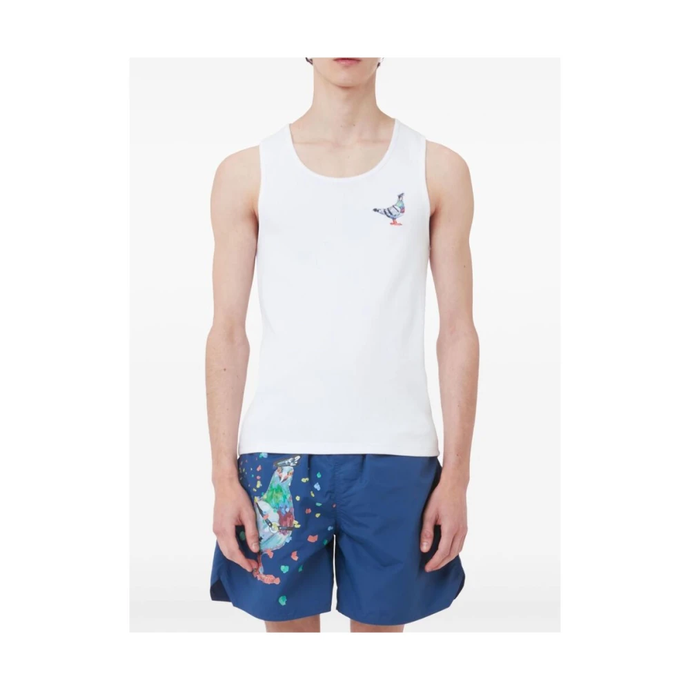JW Anderson Grafische Print Mouwloos Katoenen T-shirt White Heren