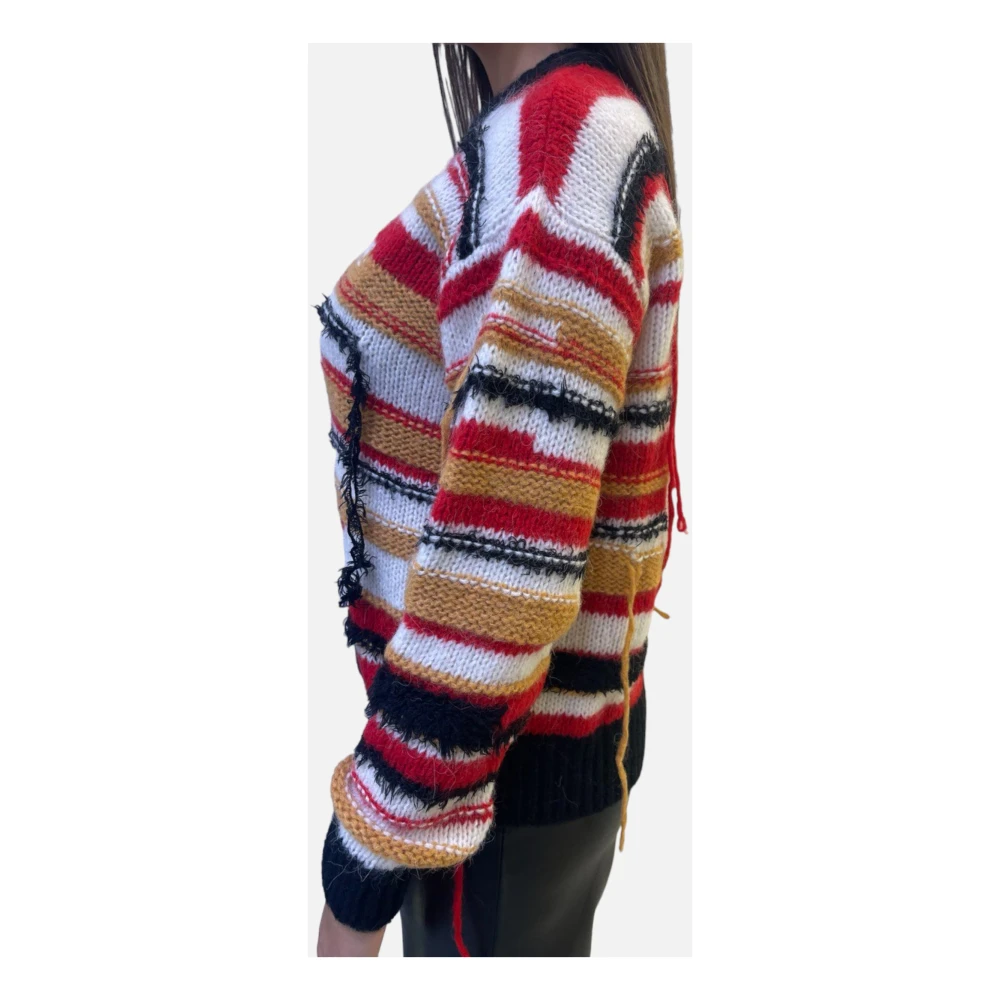 PATRIZIA PEPE Multicolor Crewneck Sweaters met Wol Details Red Dames