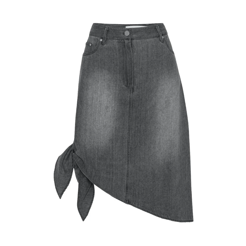 Remain Birger Christensen Asymmetrische Jeans Rok Zilver Grijs Gray Dames