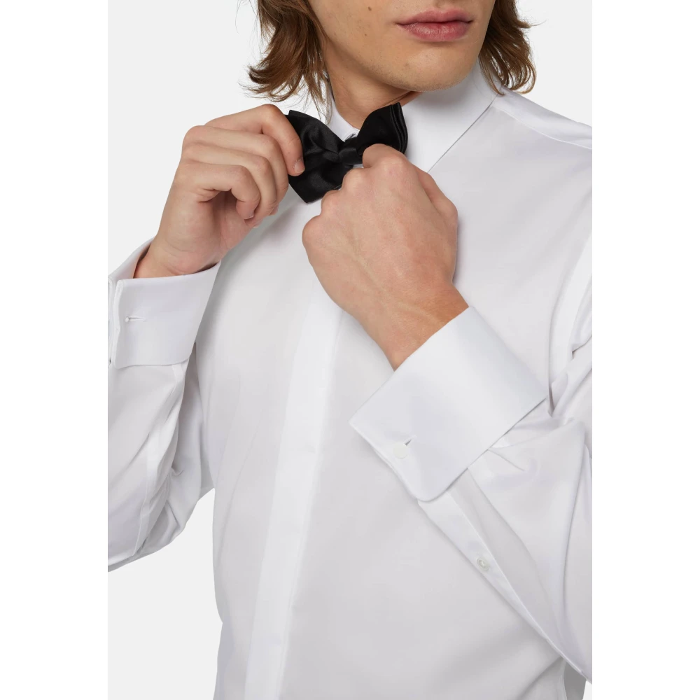 Boggi Milano Katoenen Satijnen Slim Fit Overhemd White Heren