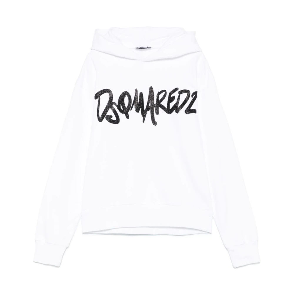 Dsquared2 Boys White Sweatshirts,, `S Evening Sweatshirt With Logo Size 12 Y