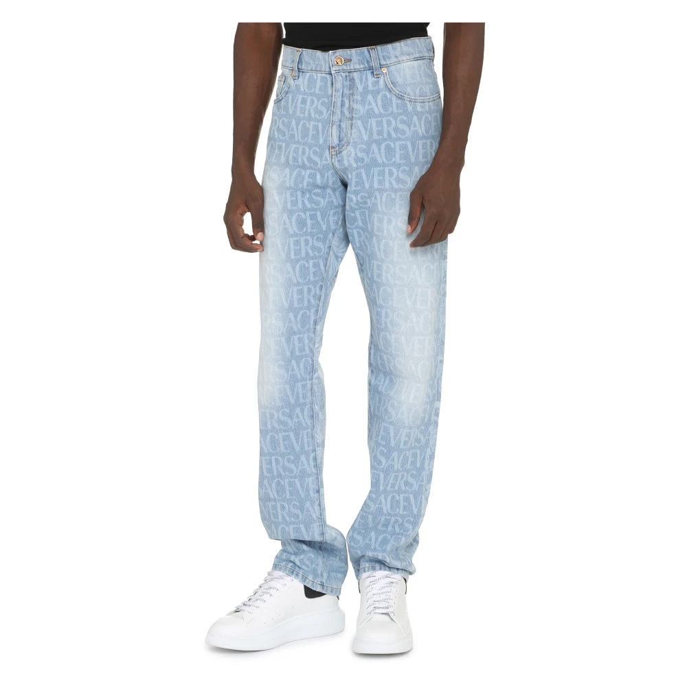 Versace Barok Silhouet Jeans Blue Heren