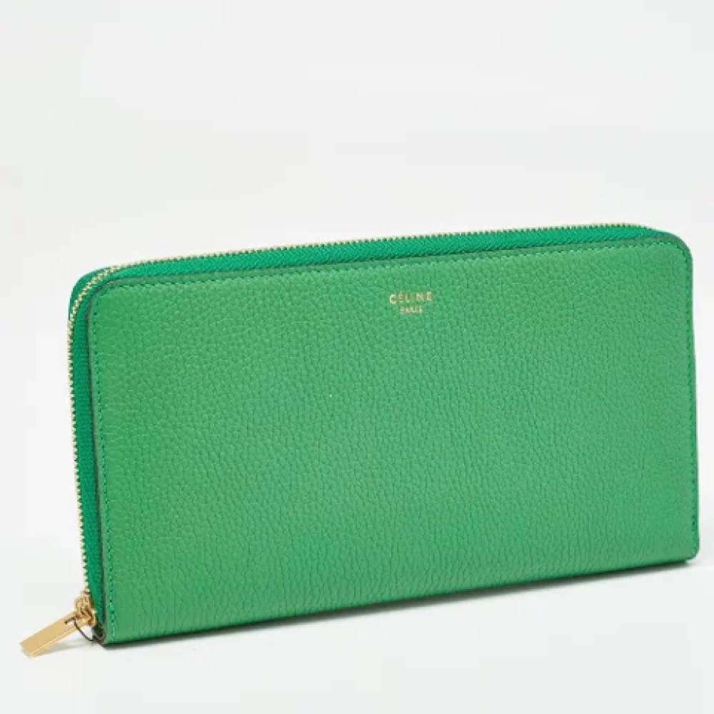 Celine Vintage Pre-owned Leather wallets Green Dames