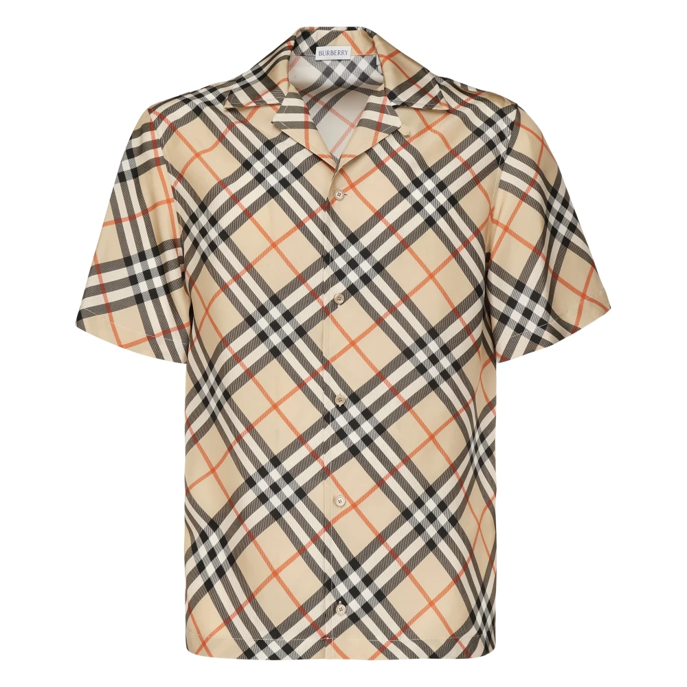 Burberry Zijden Beige Shirt Nova Ruit Beige Heren