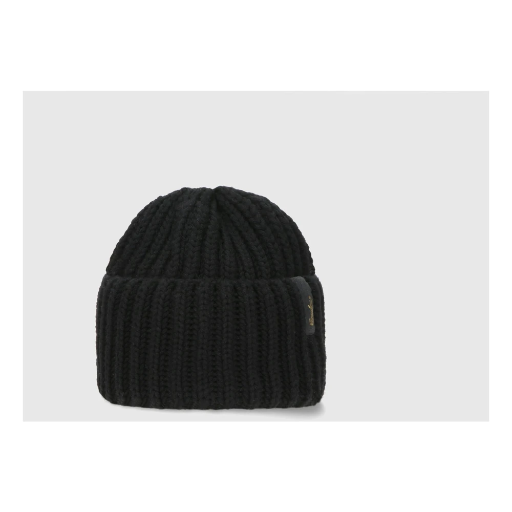 Borsalino Gebreide Wol Beanie Muts Black Unisex