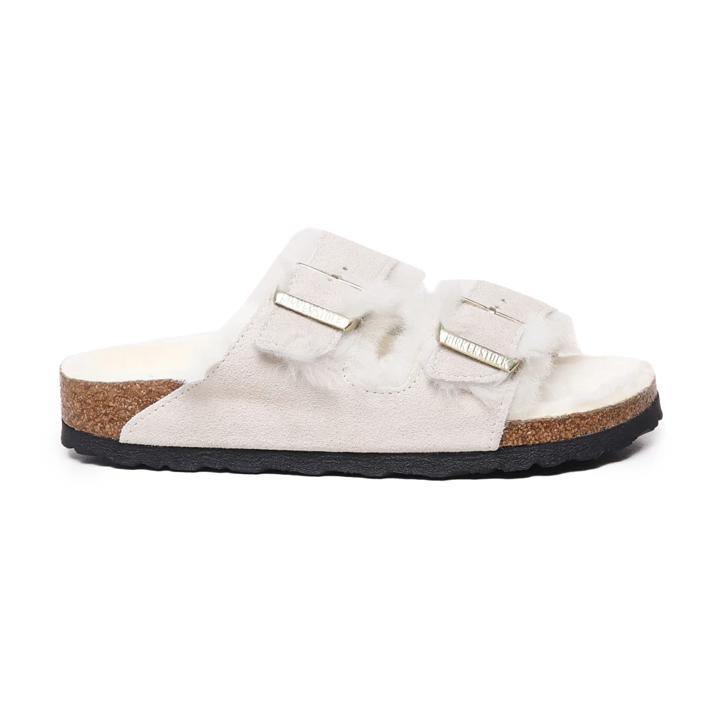 Birkenstock Sandaler med fårskinnremmar White, Dam