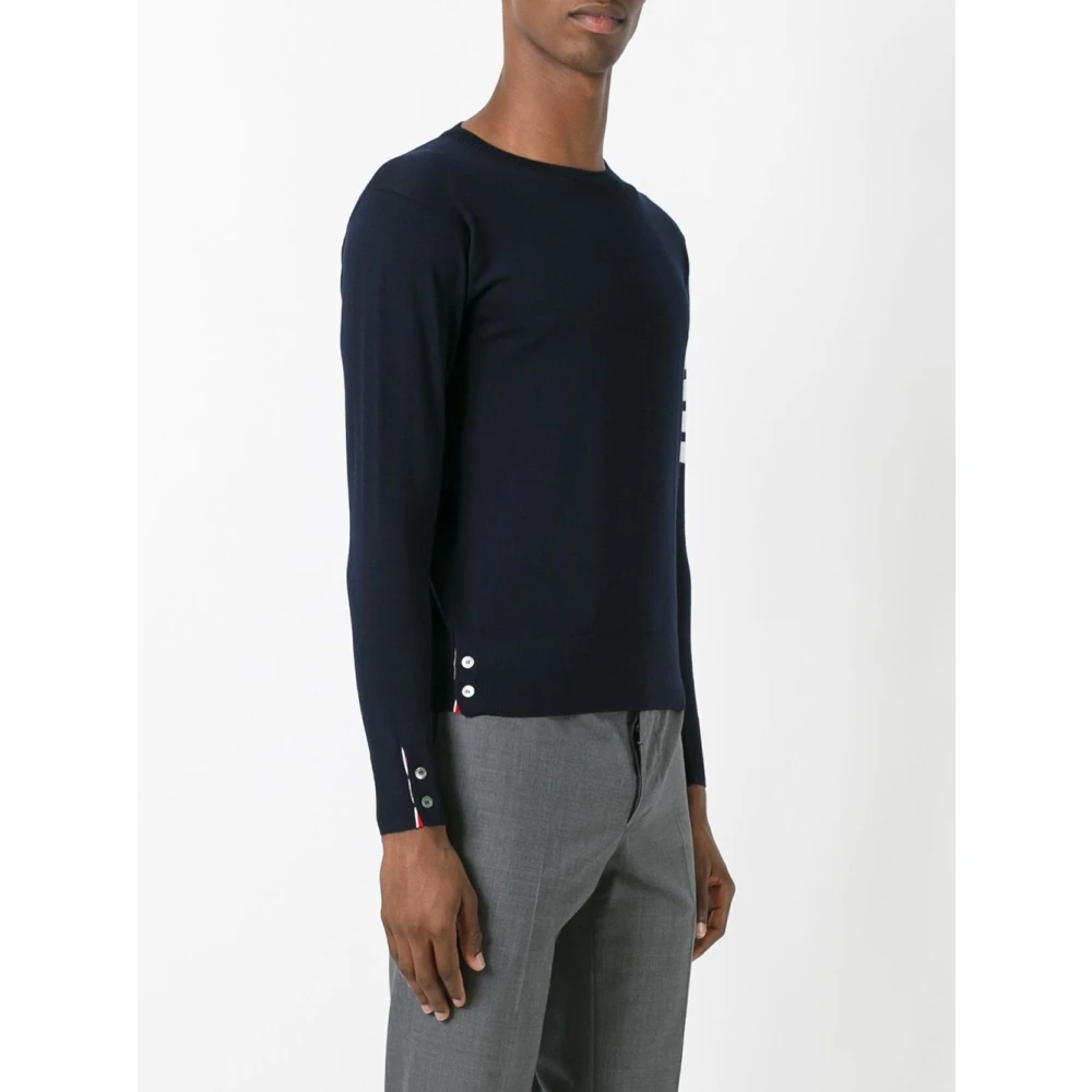 Thom Browne Blauwe Klassieke Crewneck Trui Blue Heren