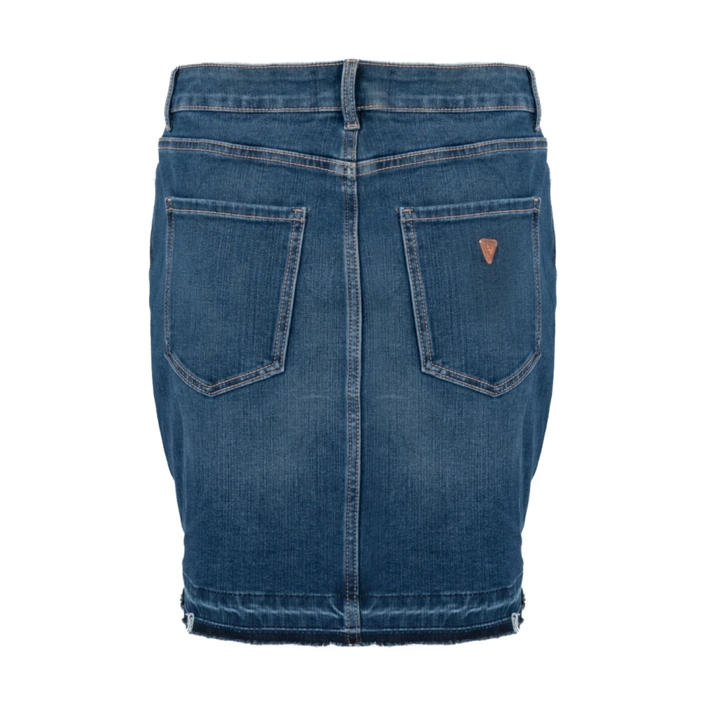 Guess Midi Rok met Stedelijke Rand Blue Dames