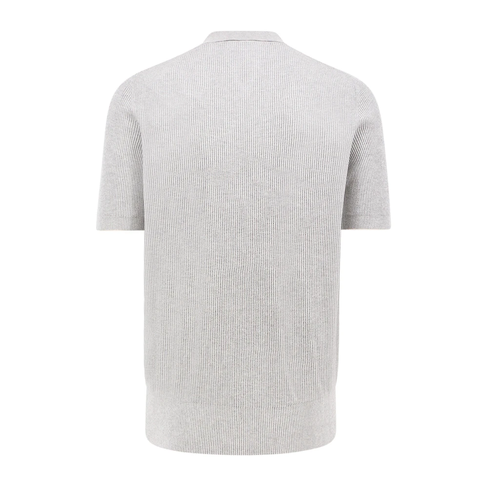 BRUNELLO CUCINELLI Grijze V-hals T-shirt met contrasterend profiel Gray Heren