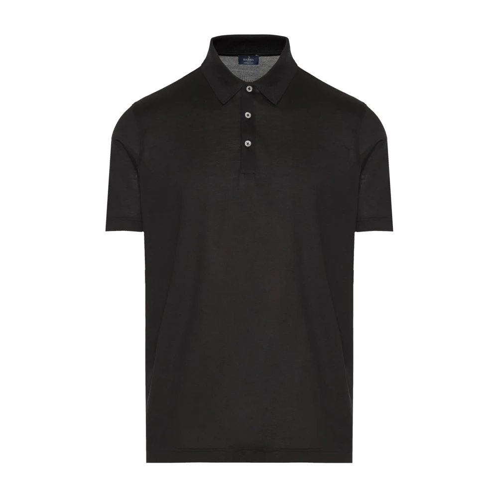 Barba Luxe Zijden Polo Shirt Black Heren