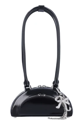 Svart Krökt Charm Mini Skuldväska